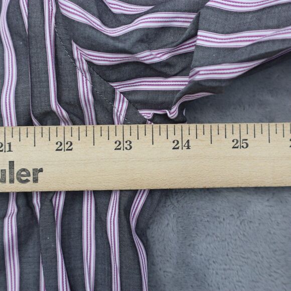 Hugo Boss Shirt Mens XL Gray Purple Striped Flip Cuff Office Button Up Dress - Picture 6 of 16